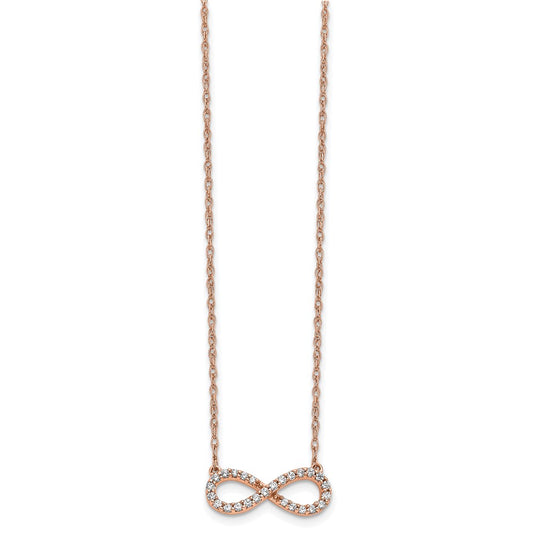 10k Rose Gold Polished 1/6 carat Diamond Infinity Symbol 18 inch Necklace