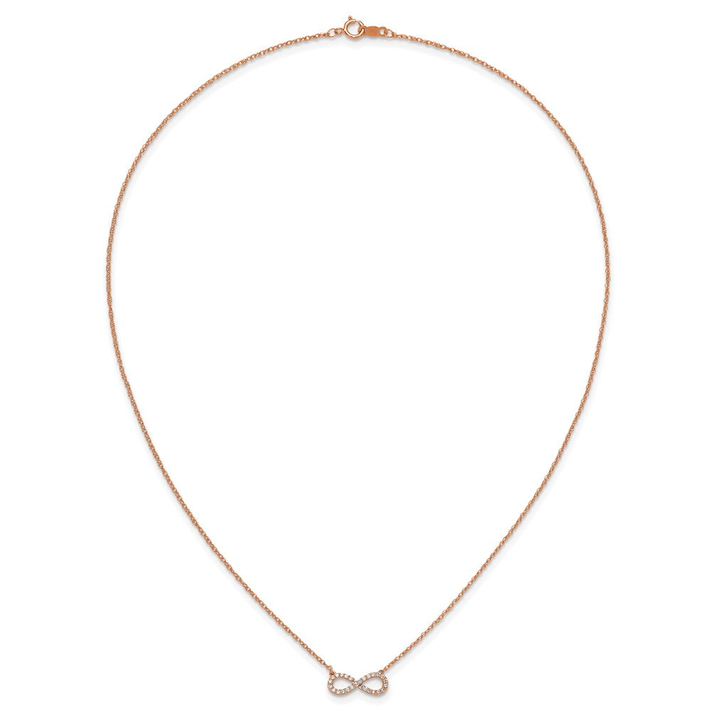 10k Rose Gold Polished 1/6 carat Diamond Infinity Symbol 18 inch Necklace