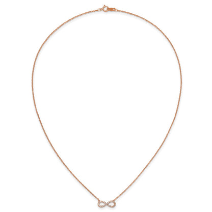 10k Rose Gold Polished 1/6 carat Diamond Infinity Symbol 18 inch Necklace
