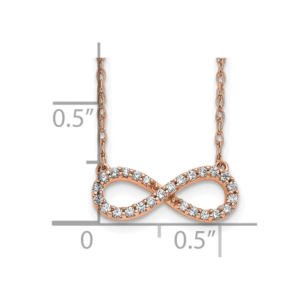 10k Rose Gold Polished 1/6 carat Diamond Infinity Symbol 18 inch Necklace