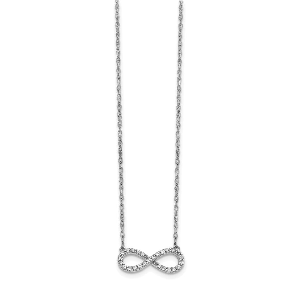 10k White Gold Polished 1/6 carat Diamond Infinity Symbol 18 inch Necklace