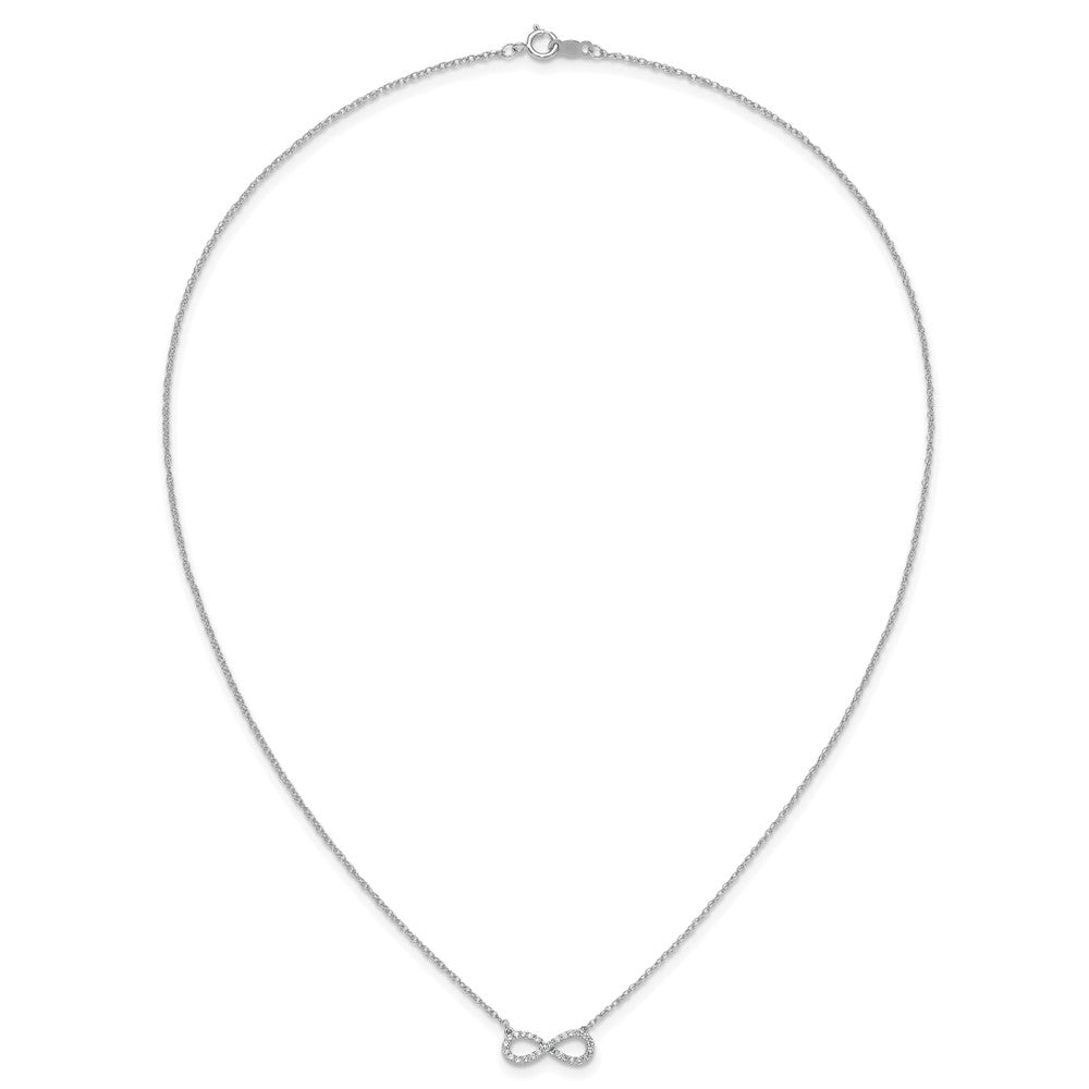 10k White Gold Polished 1/6 carat Diamond Infinity Symbol 18 inch Necklace