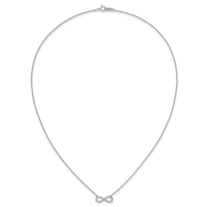 10k White Gold Polished 1/6 carat Diamond Infinity Symbol 18 inch Necklace