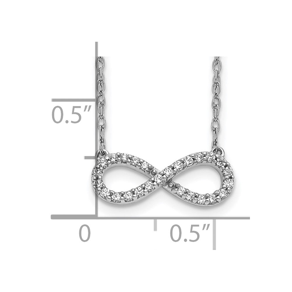 10k White Gold Polished 1/6 carat Diamond Infinity Symbol 18 inch Necklace