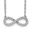 10k White Gold Polished 1/6 carat Diamond Infinity Symbol 18 inch Necklace