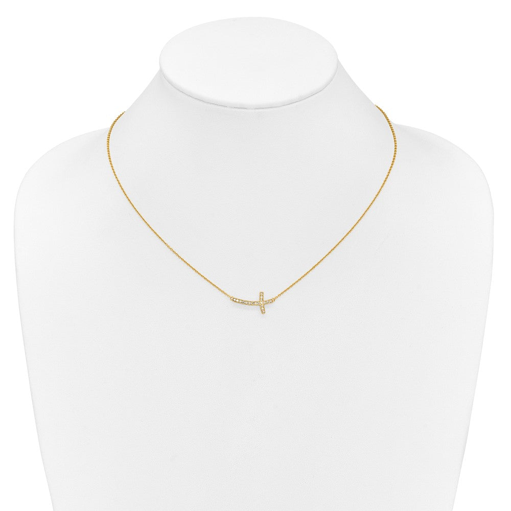 10k Diamond Sideways Cross 18in Necklace