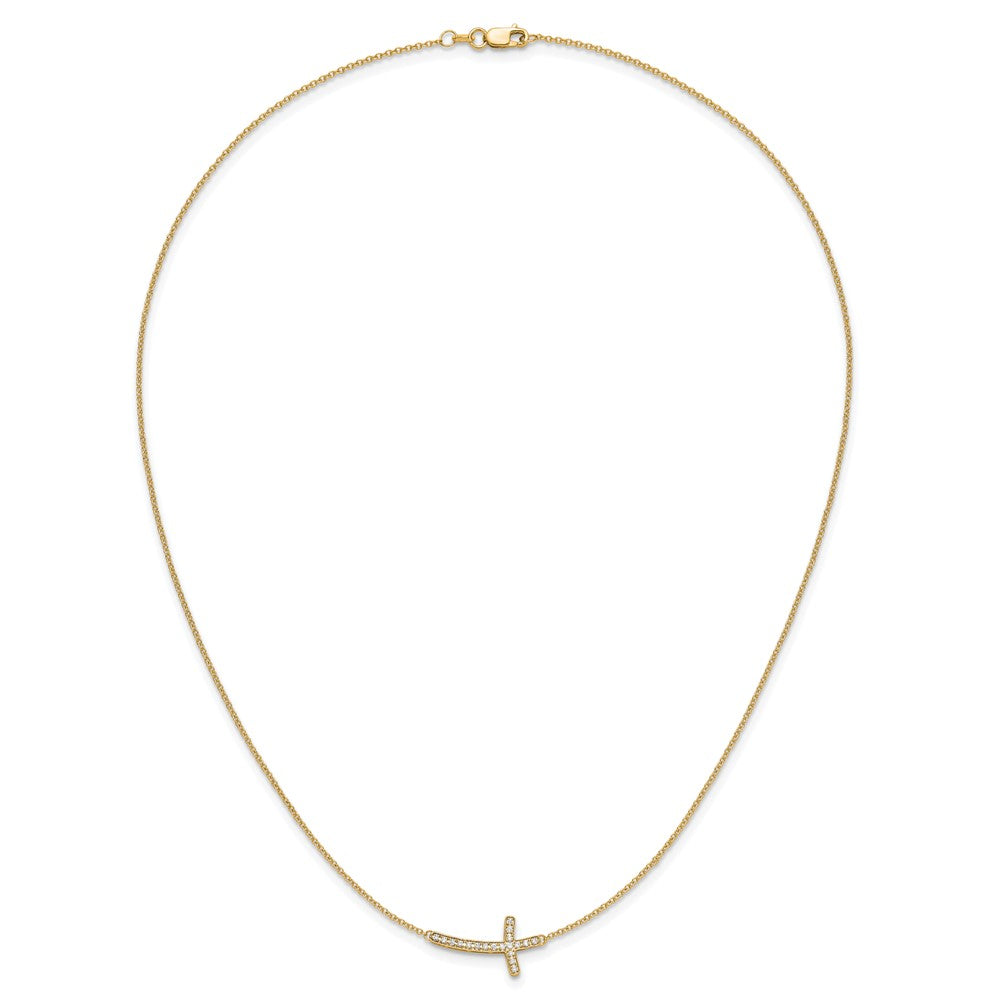 10k Diamond Sideways Cross 18in Necklace
