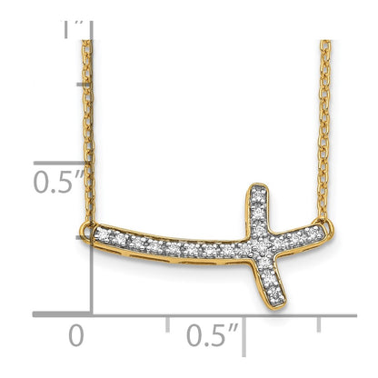 10k 1/10 carat Diamond Sideways Cross 18 inch Necklace