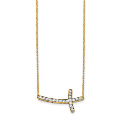 14k 1/5 carat Lab Grown Diamond VS/SI+ G+ Complete 18 inch Sideways Cross Necklace