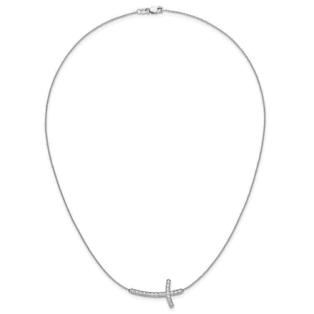 10k White Gold 1/2 carat Diamond Sideways Cross 18 inch Necklace