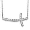 10k White Gold Diamond Sideways Cross 18in Necklace