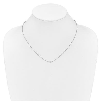 10k White Gold 1/10 carat Diamond Sideways Cross 18 inch Necklace