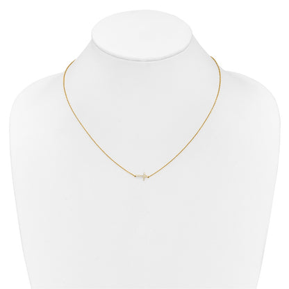 10k 1/10 carat Diamond Sideways Cross 18 inch Necklace
