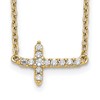 10k 1/10 carat Diamond Sideways Cross 18 inch Necklace