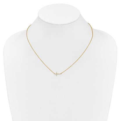 10k 1/6 carat Diamond Sideways Cross 18 inch Necklace