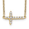 10k 1/6 carat Diamond Sideways Cross 18 inch Necklace