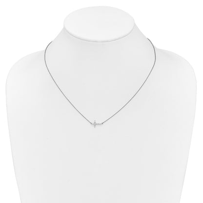 14k White Gold 1/6 carat Lab Grown Diamond VS/SI+ G+ Complete 18 inch Sideways Cross Necklace