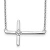 10k White Gold 1/20 carat Diamond Sideways Cross 18 inch Necklace