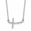 10k White Gold 1/10 carat Diamond Sideways Cross 18 inch Necklace