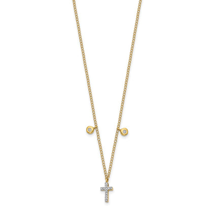 10k 1/20 carat Diamond Mini Cross 18 inch Necklace
