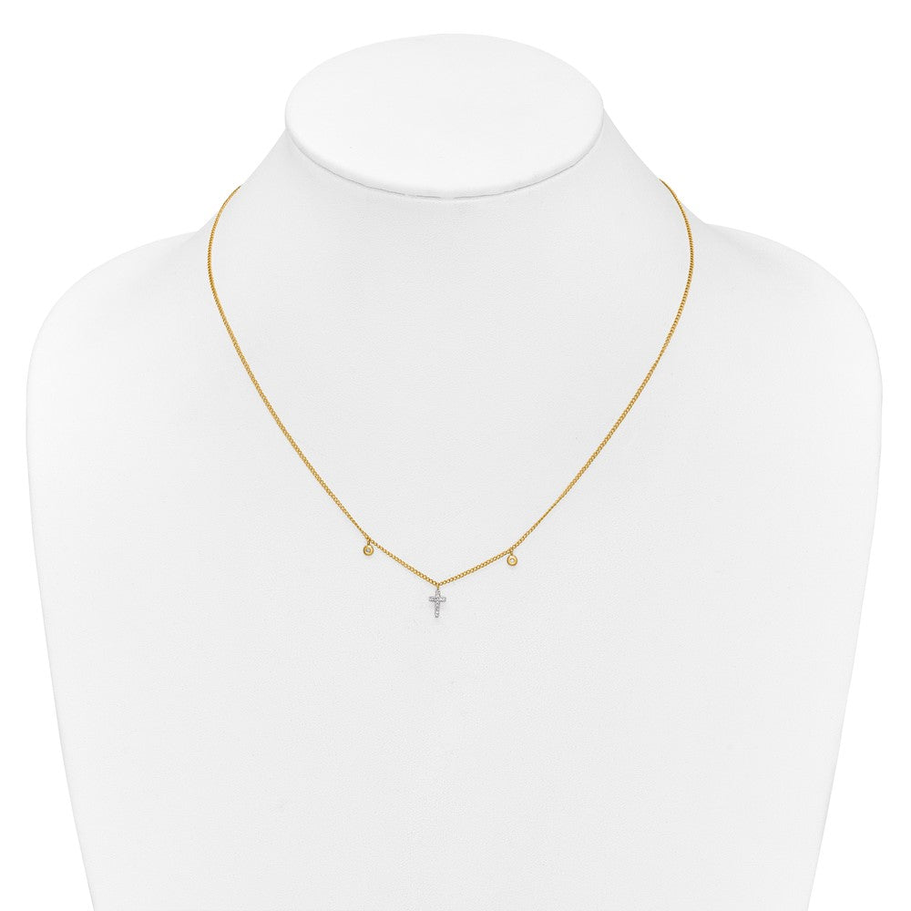 10k 1/20 carat Diamond Mini Cross 18 inch Necklace
