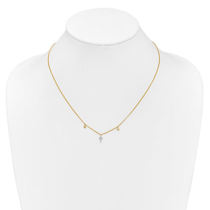 10k 1/20 carat Diamond Mini Cross 18 inch Necklace