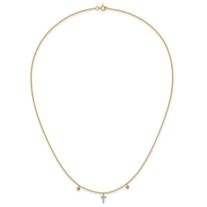 10k 1/20 carat Diamond Mini Cross 18 inch Necklace
