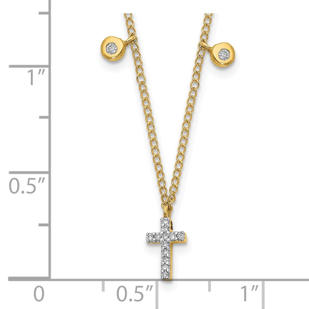 10k 1/20 carat Diamond Mini Cross 18 inch Necklace