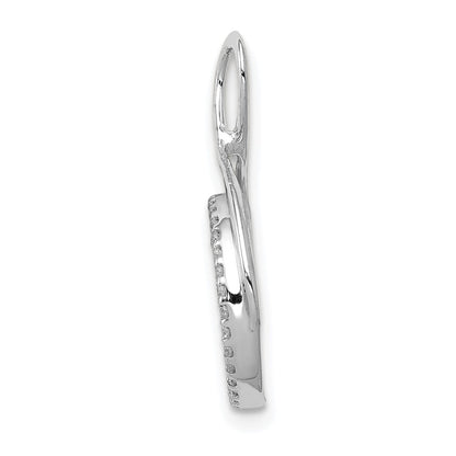 14k White Gold 1/10 carat Lab Grown Diamond VS/SI+ G+ Complete Fashion Circle Dangle Chain Slide Pendant