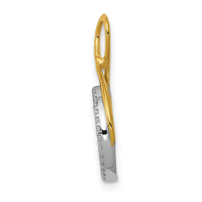 14k Two Tone 1/10 carat Lab Grown Diamond VS/SI+ G+ Complete Fashion Circle Dangle Chain Slide Pendant