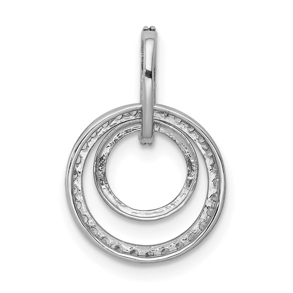 10k White Gold 1/4 carat Diamond Double Circle Dangle Pendant