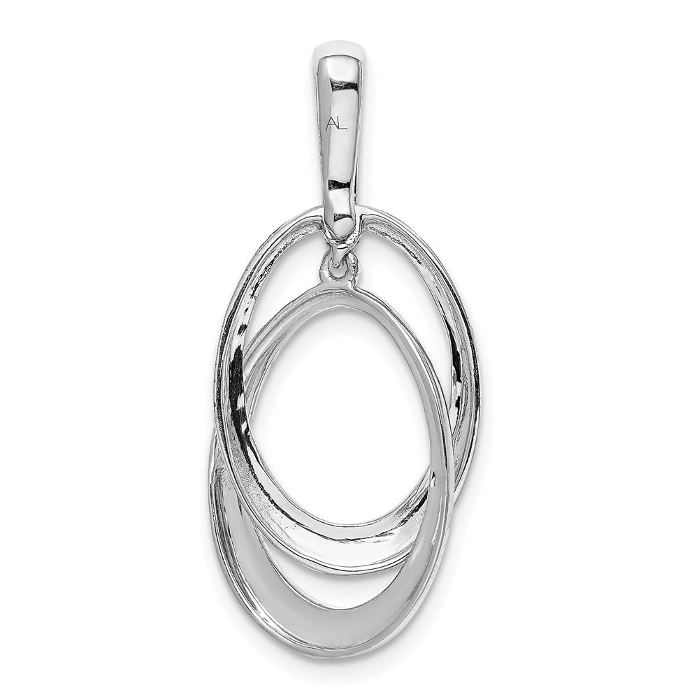 10k White Gold 1/20 carat Diamond Double Oval Pendant