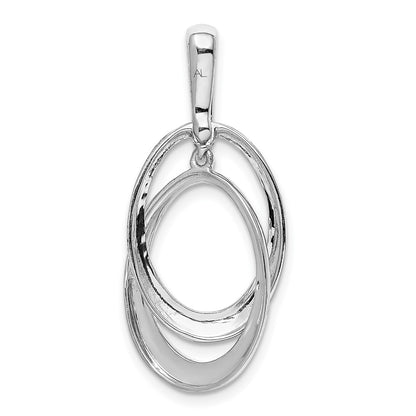 10k White Gold 1/20 carat Diamond Double Oval Pendant