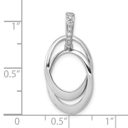 10k White Gold 1/20 carat Diamond Double Oval Pendant