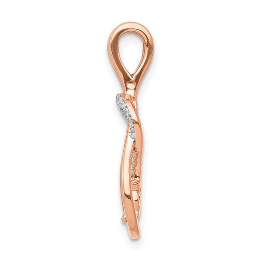 14k Rose Gold 1/6 carat Lab Grown Diamond VS/SI+ G+ Complete Knot Chain Slide Pendant