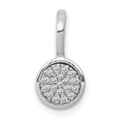 10k White Gold 1/10 carat Diamond Circle Cluster Pendant