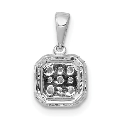 10k White Gold 1/4 carat Diamond Square Cluster Pendant