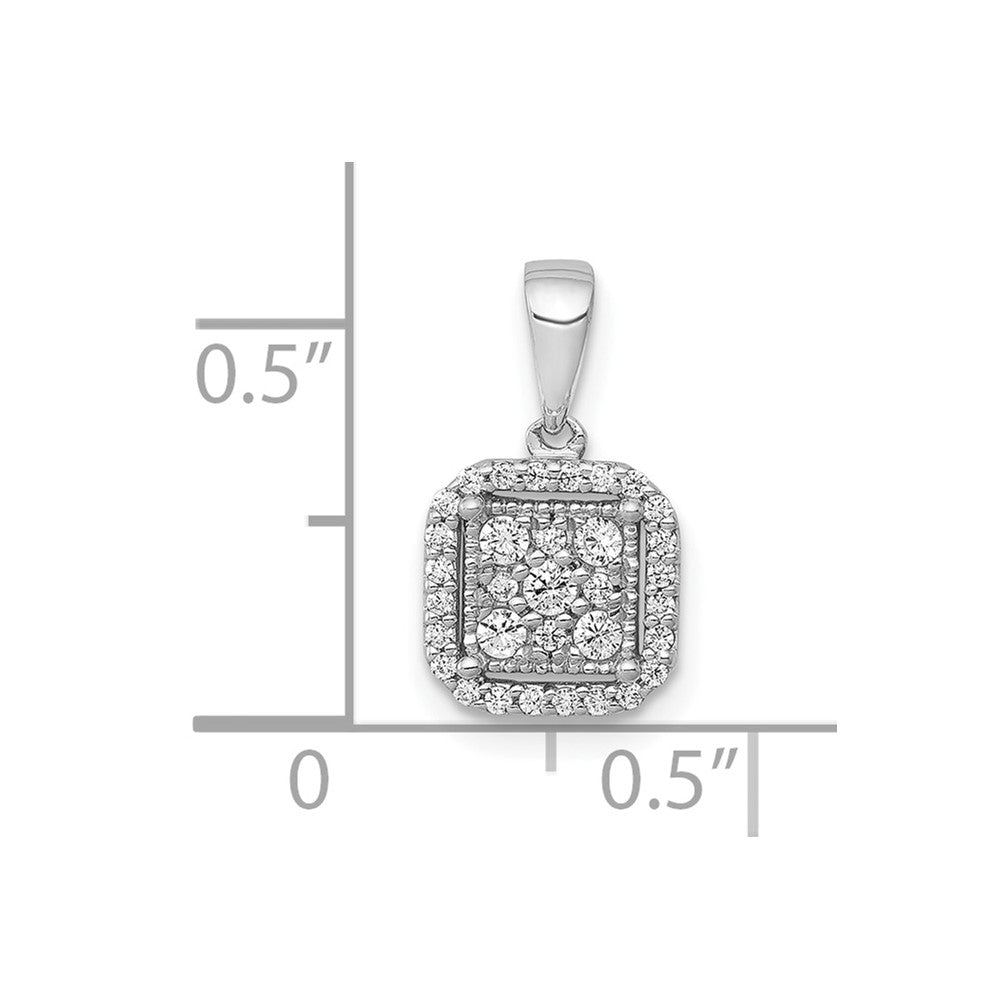 10k White Gold 1/4 carat Diamond Square Cluster Pendant