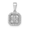 10k White Gold 1/4 carat Diamond Square Cluster Pendant