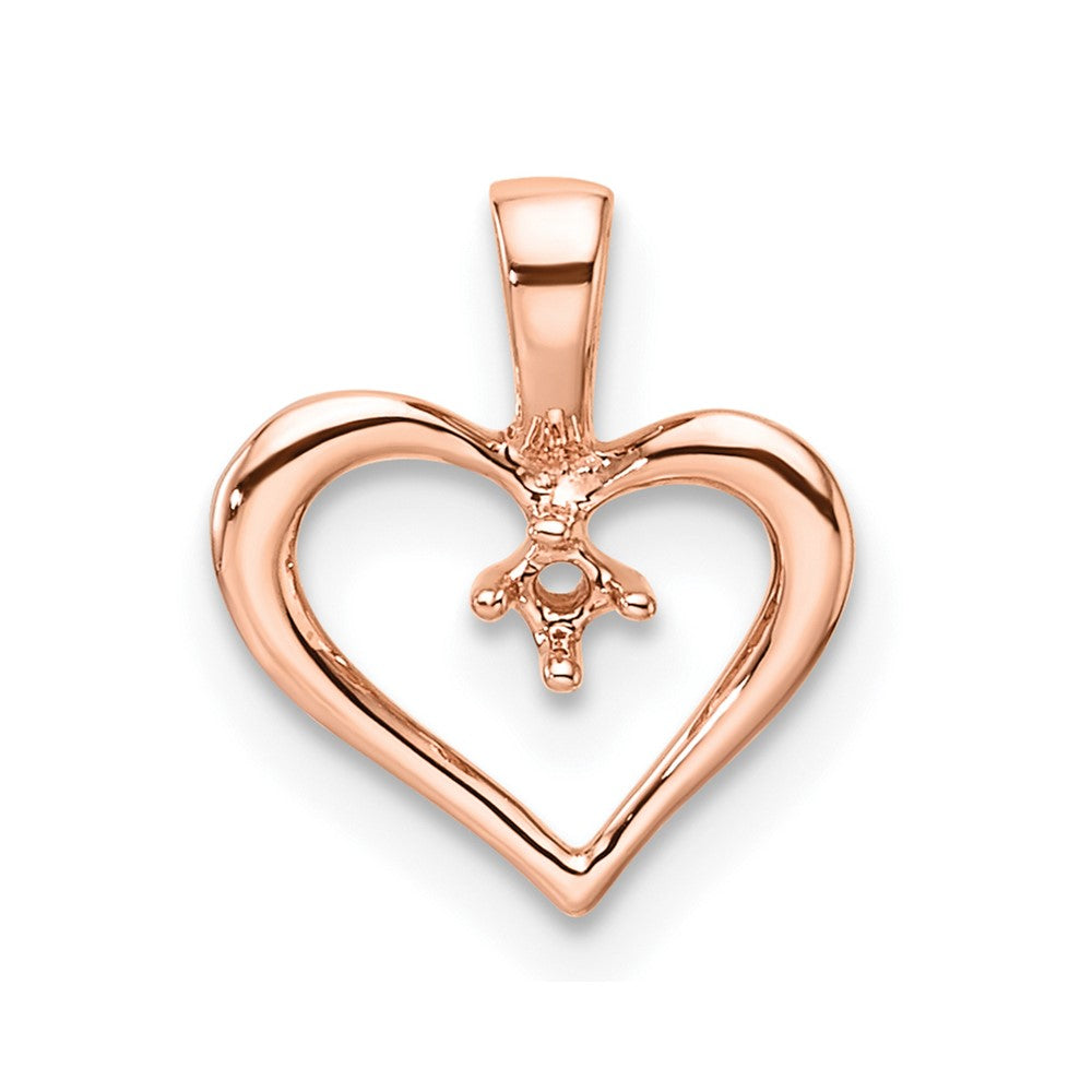10k Rose Gold Holds 1-1.7mm Stone Heart Pendant Mounting