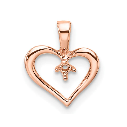 10k Rose Gold Holds 1-1.7mm Stone Heart Pendant Mounting