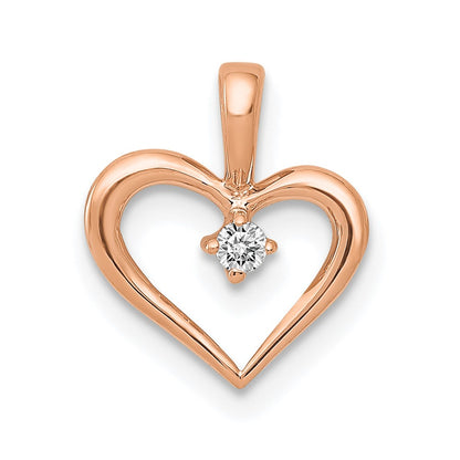 10K Rose Gold AA .02 carat Diamond Heart Pendant