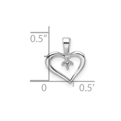 10k White Gold Holds 1-1.7mm Stone Heart Pendant Mounting