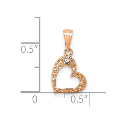 10K Rose Gold .01 carat Diamond Heart Pendant