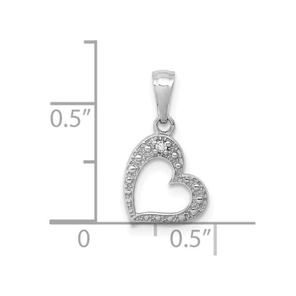 10K White Gold .01 carat Diamond Heart Pendant