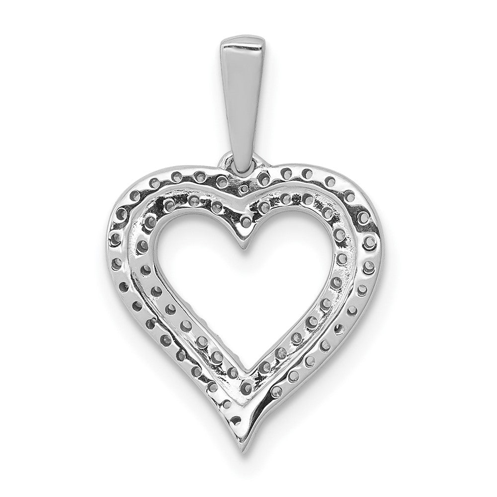 10K White Gold 1/4 carat Diamond 2-row Heart Pendant