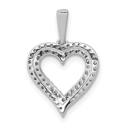 10K White Gold 1/4 carat Diamond 2-row Heart Pendant