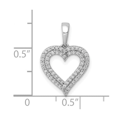 10K White Gold 1/4 carat Diamond 2-row Heart Pendant