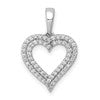 10K White Gold 1/4 carat Diamond 2-row Heart Pendant