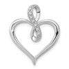 10K White Gold 1/20 carat Diamond Heart and Infinity Slide Fits up to 2mm Regular or 4mm Fancy Omega